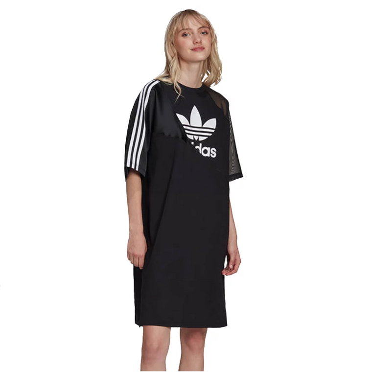 adidas Adicolor Split Trefoil Tee Dress HC0637, Damskie, Czarne, t-shirty, bawełna, rozmiar: 32