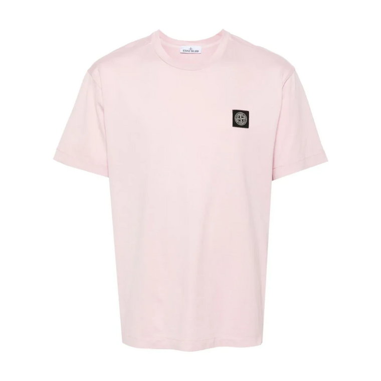 Różowa Bawełniana Koszulka dla Mężczyzn Stone Island