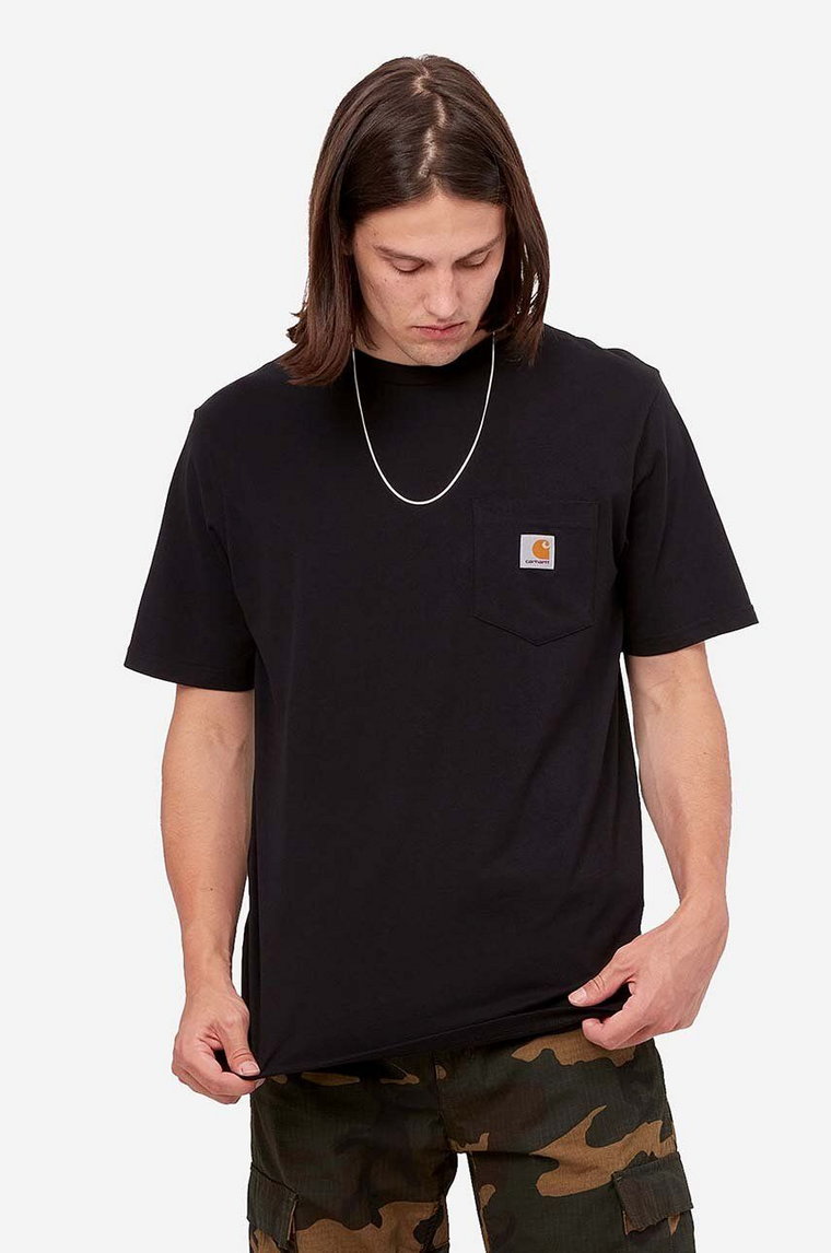 Carhartt WIP t-shirt bawełniany kolor czarny gładki I030434.BLACK-BLACK
