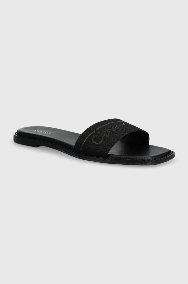 Calvin Klein klapki FLAT SLIDE HE damskie kolor czarny HW0HW01989