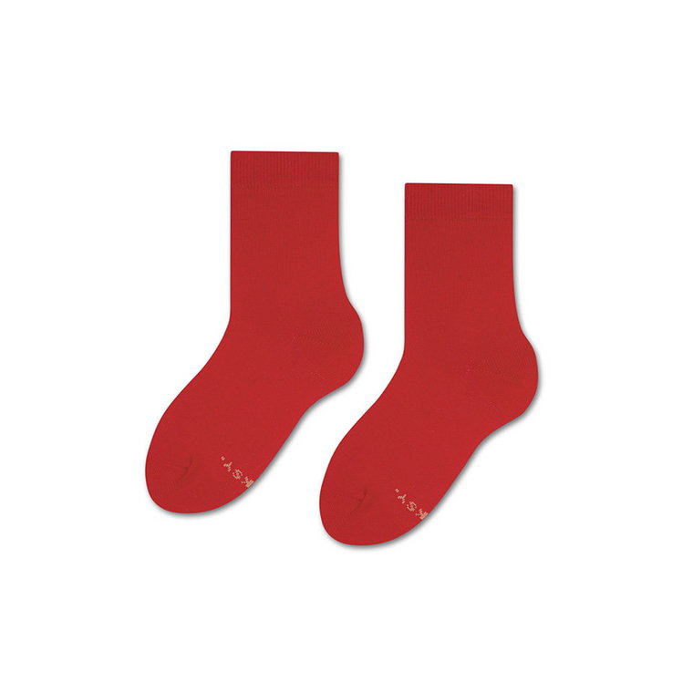 ZOOKSY klasyczne długie skarpetki dla dzieci r.30-35 1 para, gładkie czerwone skarpetki - RED LIPS