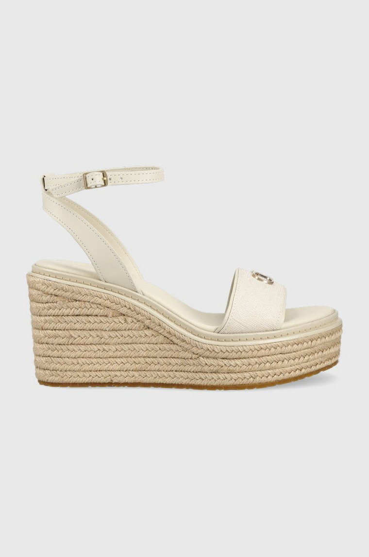 Calvin Klein sandały WEDGE 50HH W/HW - JQ damskie kolor beżowy na koturnie HW0HW01490