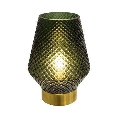 Lampa stołowa LED, szklana, 17 cm, kolor zielony