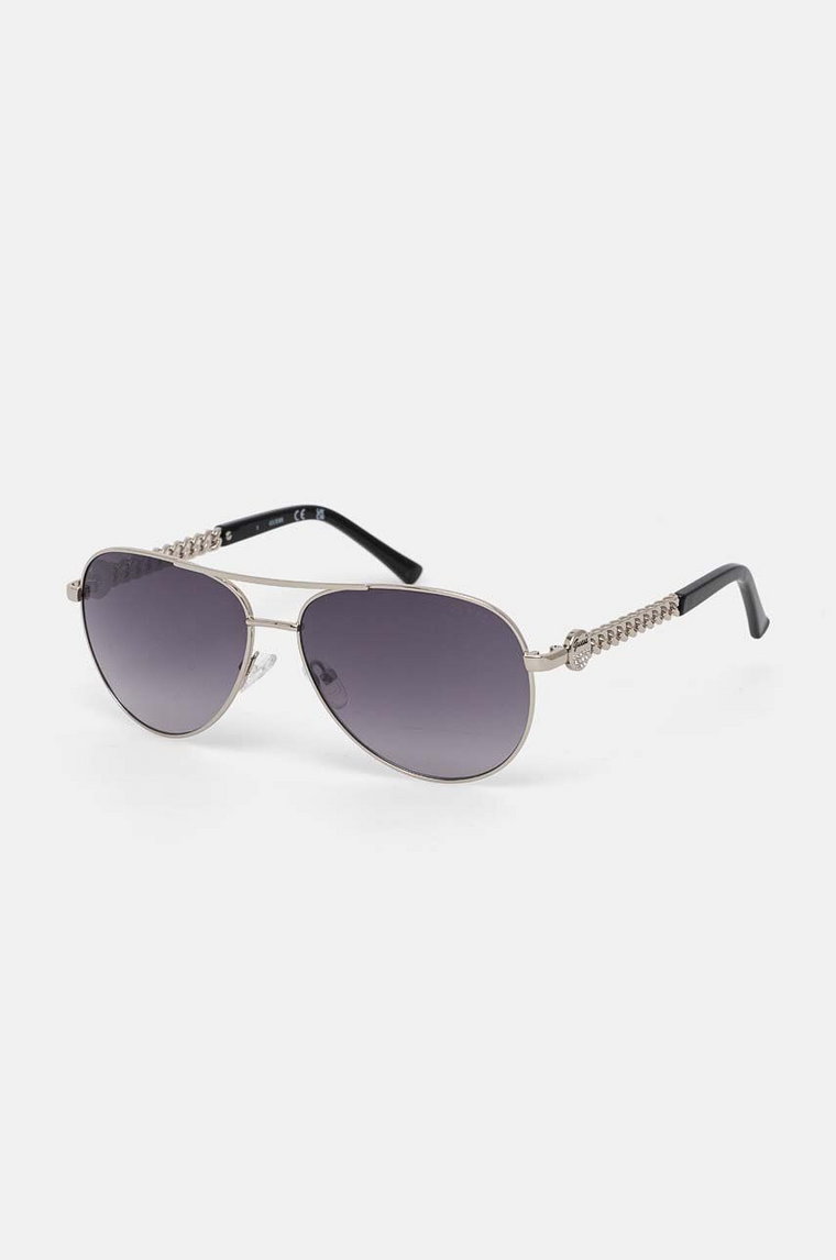 Guess okulary przeciwsłoneczne damskie kolor srebrny GF6088 01B