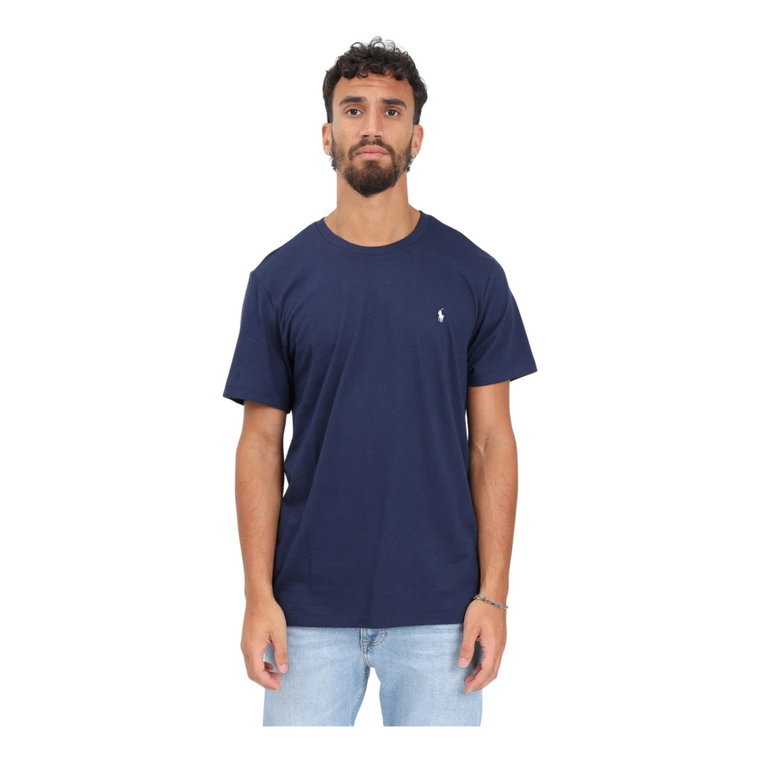 Niebieska Koszulka z Logo dla Mężczyzn Ralph Lauren