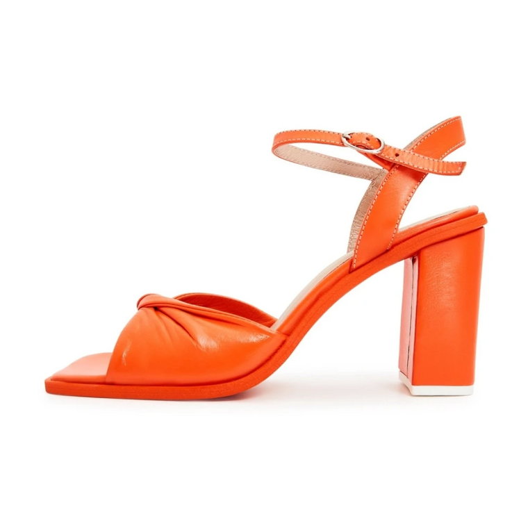 Klasyczne sandały na obcasie - Pomarańczowe Cesare Gaspari