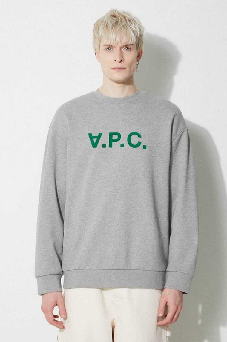 A.P.C. bluza bawełniana Sweat Eliot męska kolor szary z nadrukiem COFDX.H27836.PLB