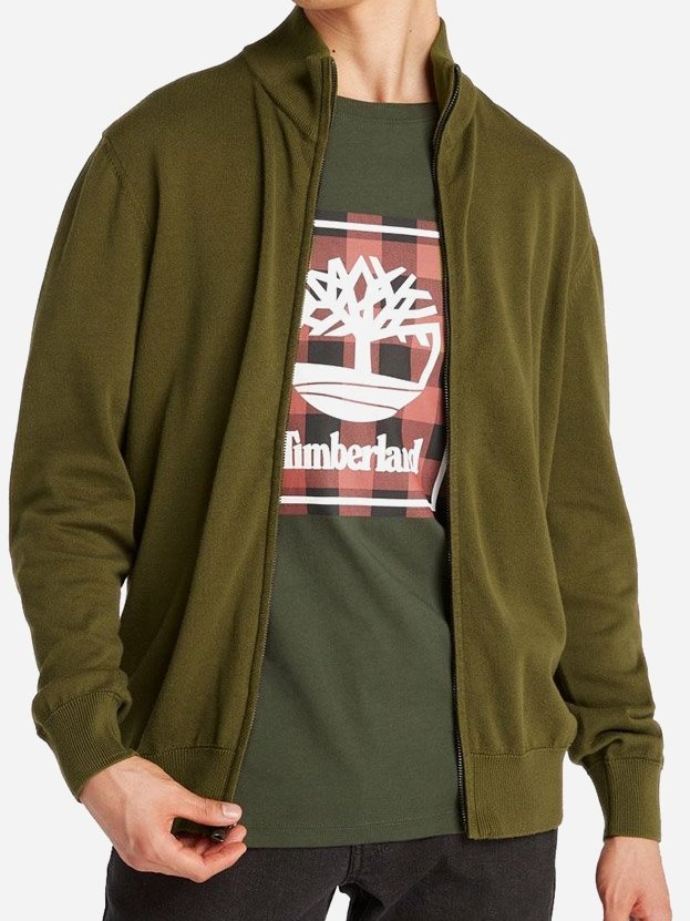 Bluza męska rozpinana streetwear Timberland TB0A2BMZ L Oliwkowa (196246841641). Bluzy męskie streetwear