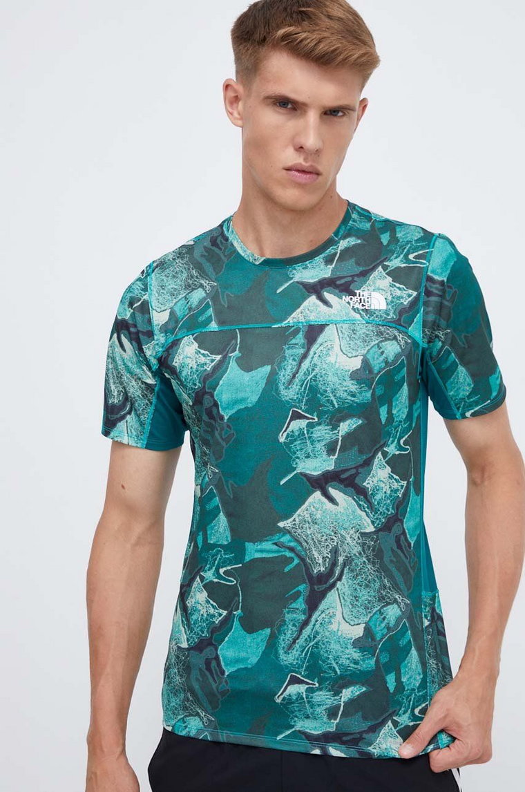 The North Face t-shirt sportowy Sunriser kolor zielony wzorzysty