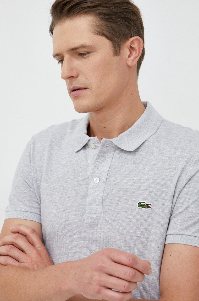 Lacoste polo bawełniane kolor szary