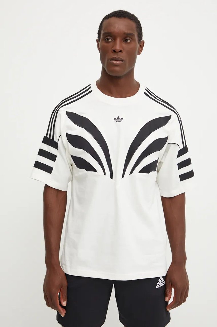 adidas Originals t-shirt bawełniany męski kolor beżowy wzorzysty IX6780