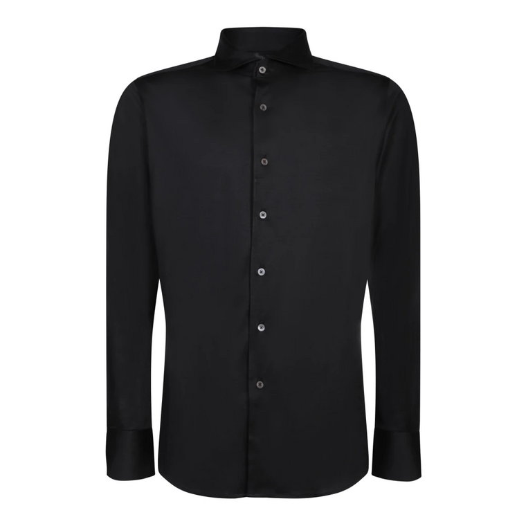 Klasyczna Czarna Koszula z Bawełny dla Mężczyzn Canali