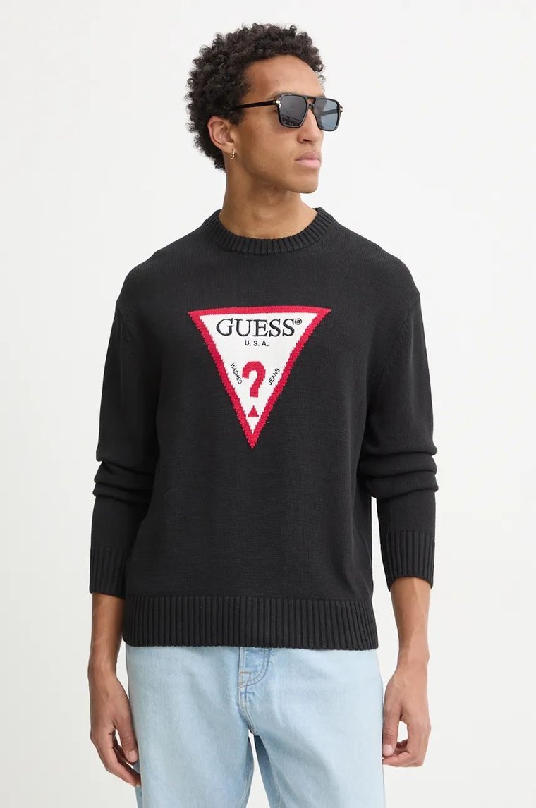 Guess Jeans sweter bawełniany kolor czarny  M4BR32 Z3HM1