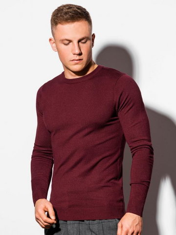 Elegancki sweter męski - czerwony V5 E177 - S