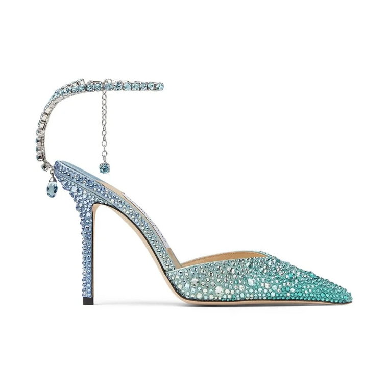 Peacock Blue Sandały z Kryształami na Obcasie Jimmy Choo