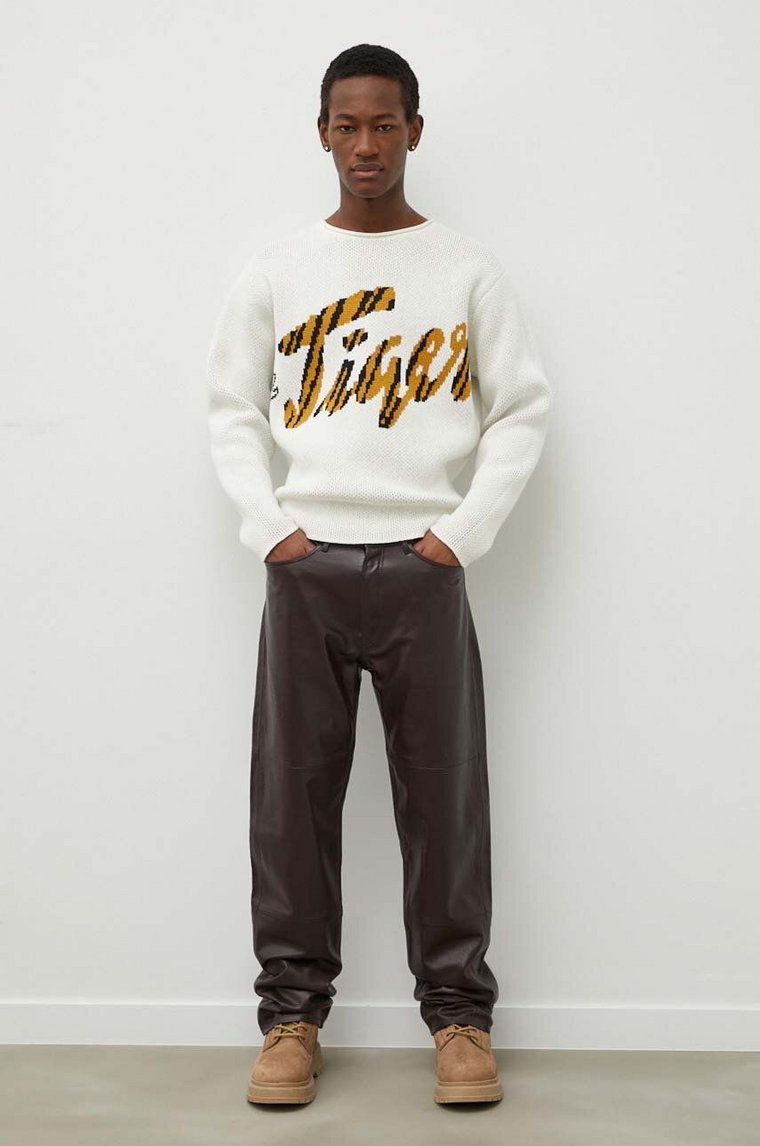 Tiger Of Sweden spodnie skórzane Alec męskie kolor brązowy proste T72373002