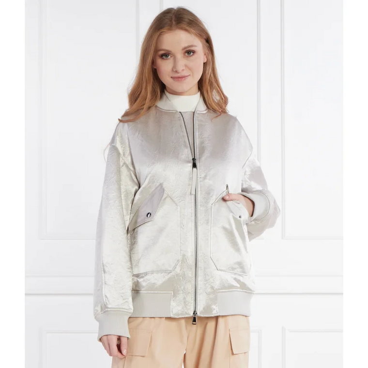 Max Mara Leisure Satynowa kurtka bomber | Oversize fit | z dodatkiem wełny