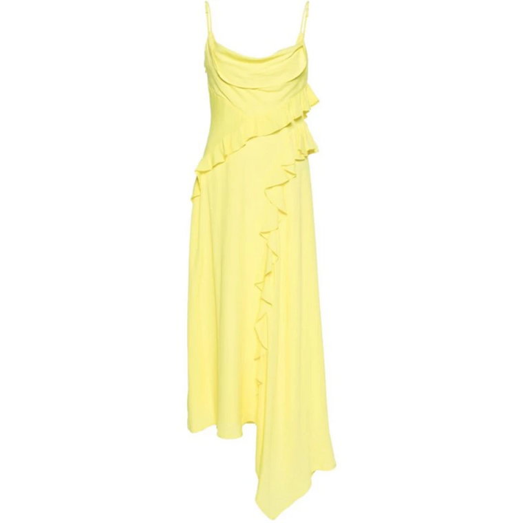 Żółta asymetryczna sukienka z falbankami Msgm