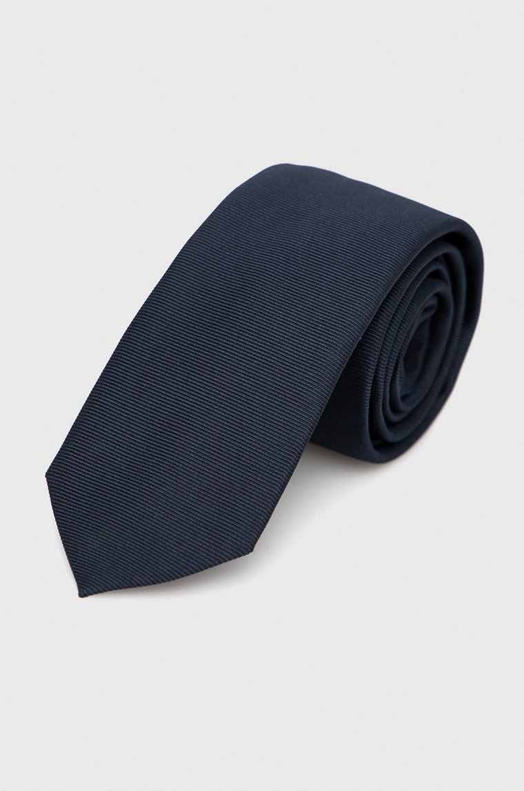 HUGO krawat jedwabny kolor granatowy
