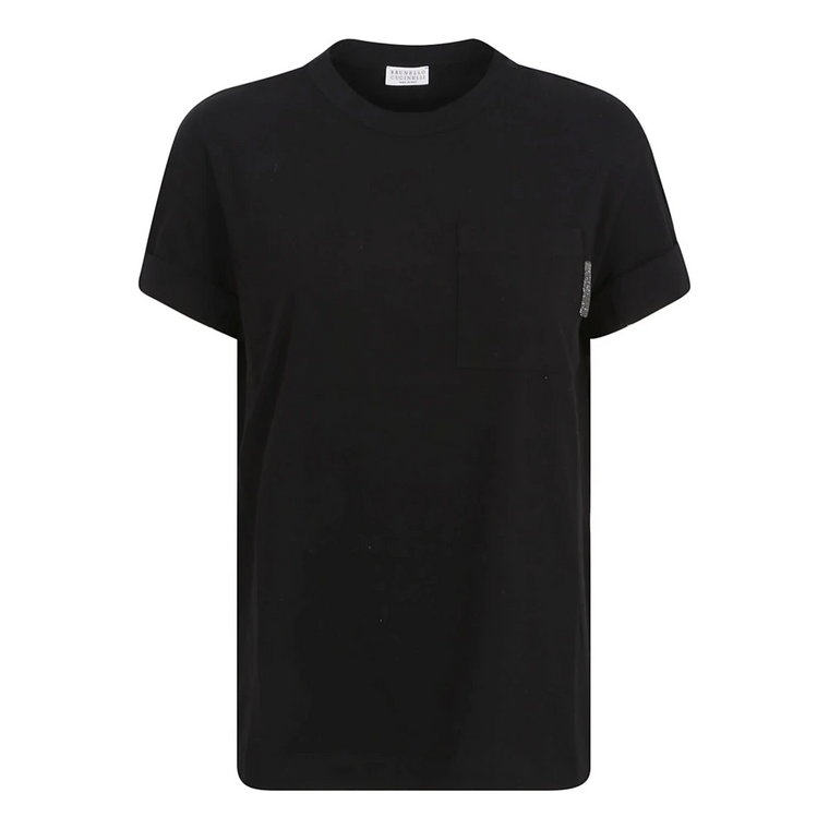 Czarna Kolekcja T-shirtów Brunello Cucinelli