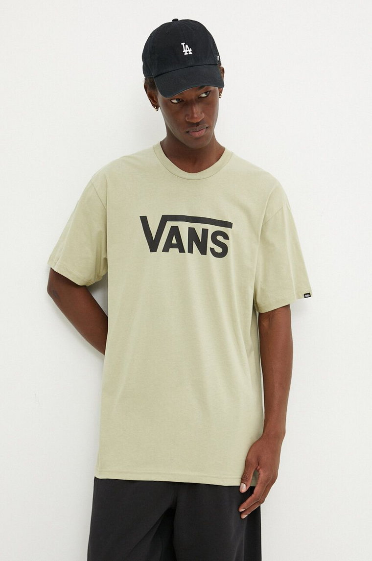 Vans t-shirt bawełniany męski kolor zielony z nadrukiem VN000GGGDAU1