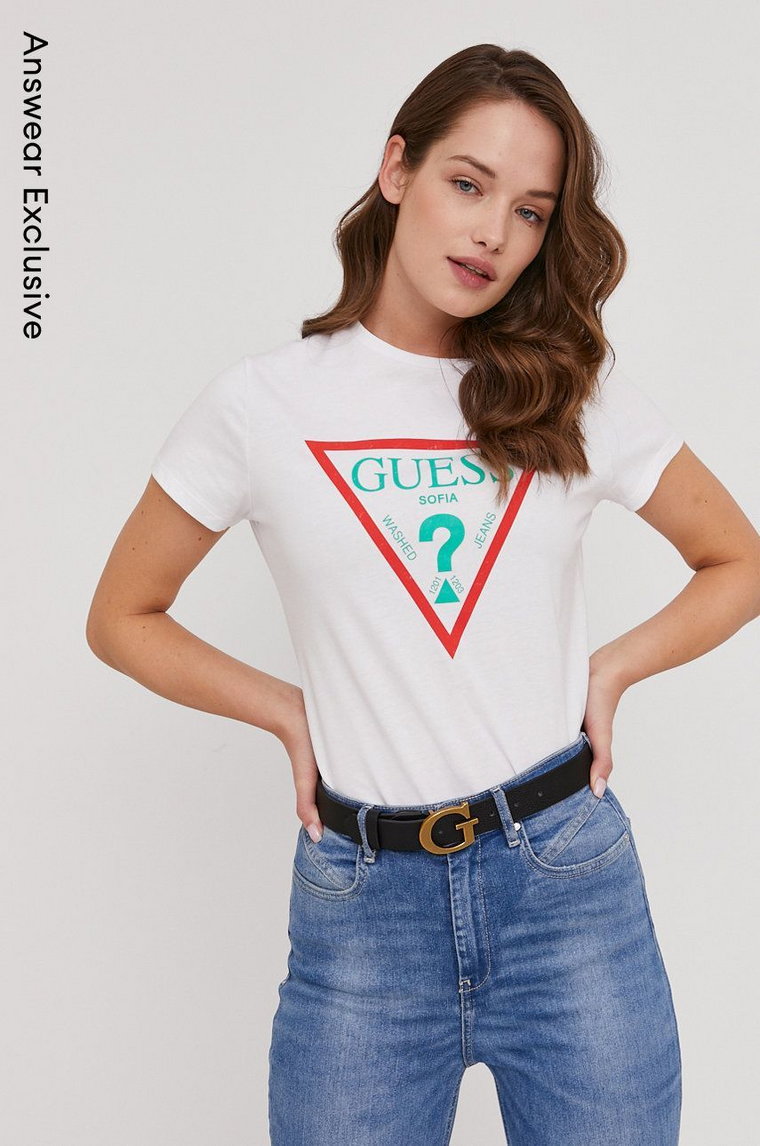 Guess T-shirt damski kolor biały