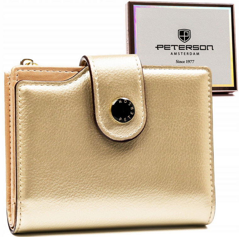 Dwusekcyjny, elegancki portfel damski ze skóry ekologicznej - Peterson