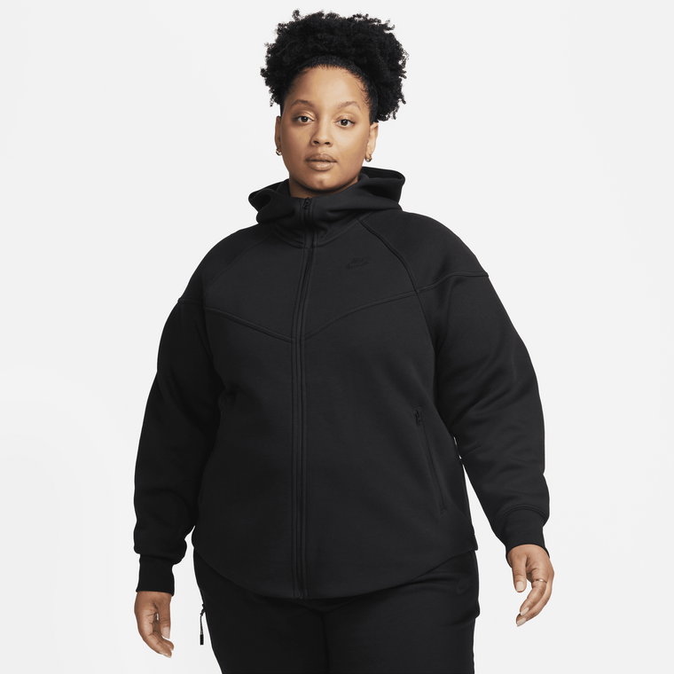 Damska bluza z kapturem i zamkiem na całej długości Nike Sportswear Tech Fleece Windrunner (duże rozmiary) - Szary