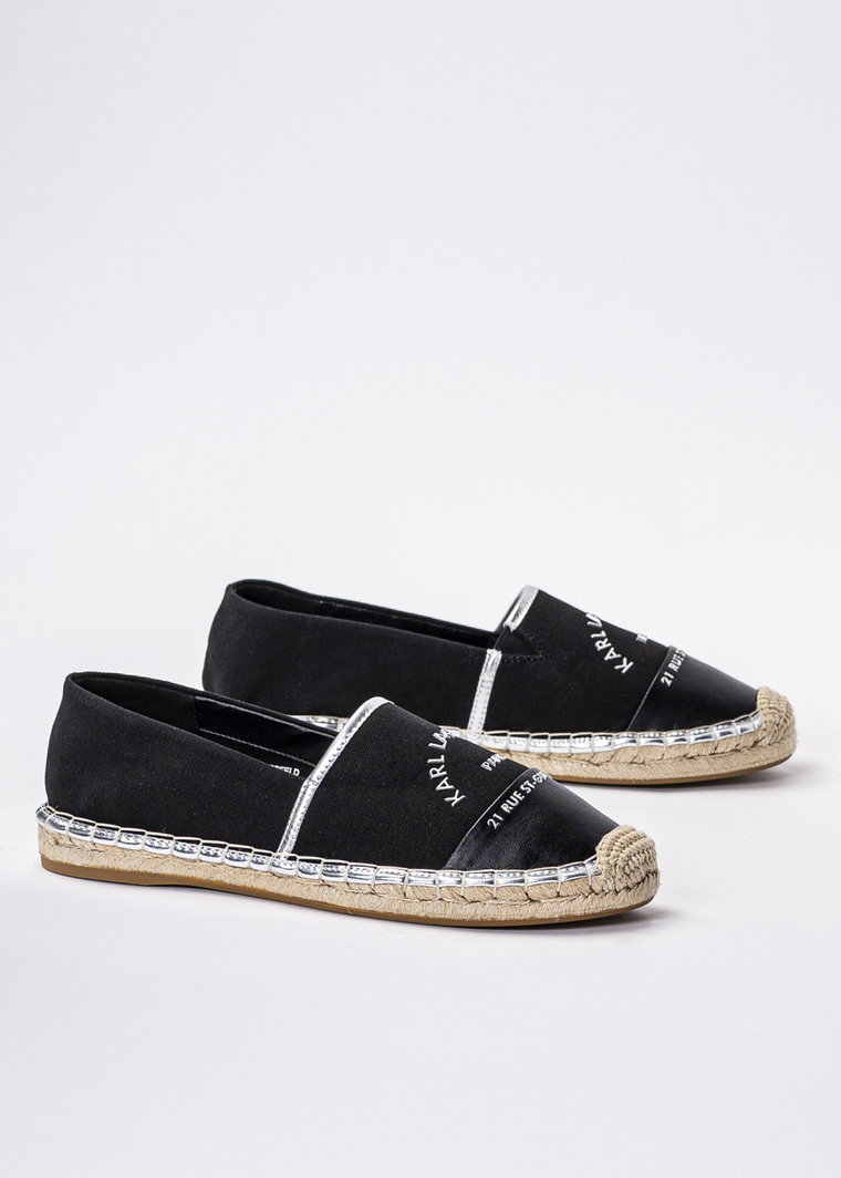 Espadryle damskie czarne Karl Lagerfeld Kamini Maison Logo Slip