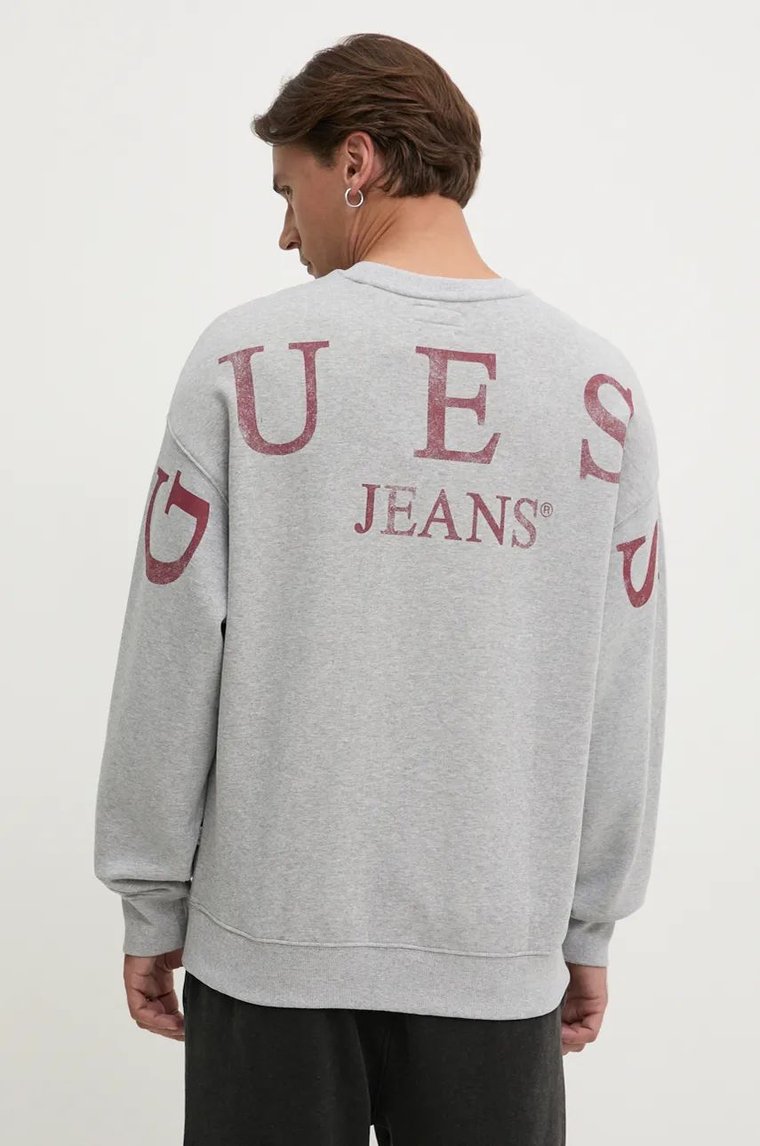 Guess Jeans bluza męska kolor szary z nadrukiem M4BQ40 K9V31