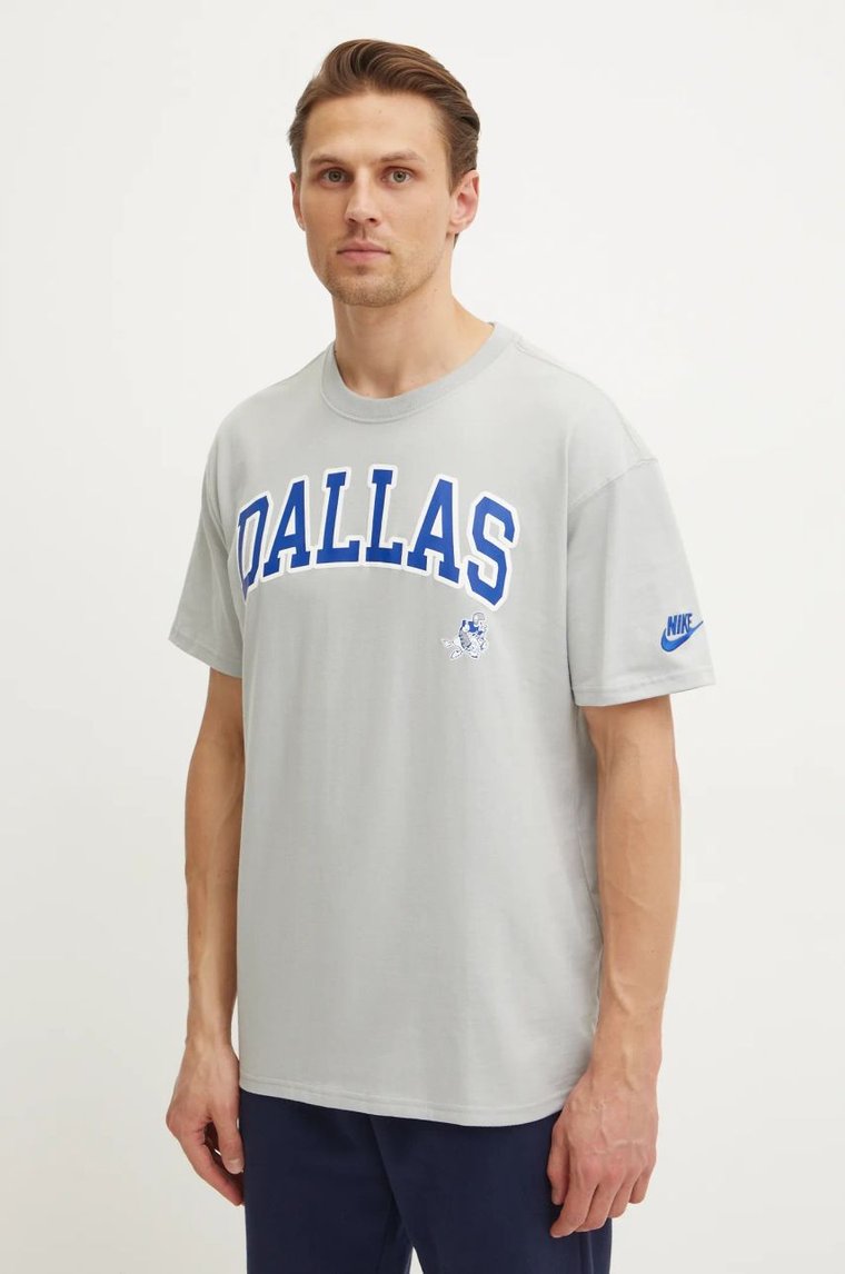 Nike t-shirt bawełniany Dallas Cowboys męski kolor szary z nadrukiem 01AY-09D-V6Z-NP1