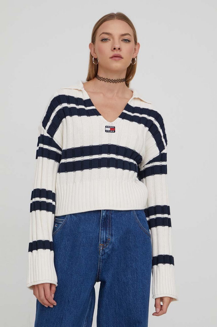 Tommy Jeans sweter damski kolor beżowy