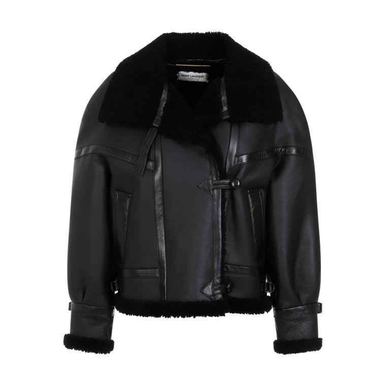 Czarny płaszcz z owczej wełny Saint Laurent