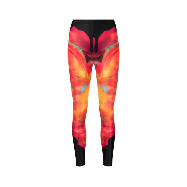 Legginsy z wielokolorowym motywem orchidei Alexander McQueen