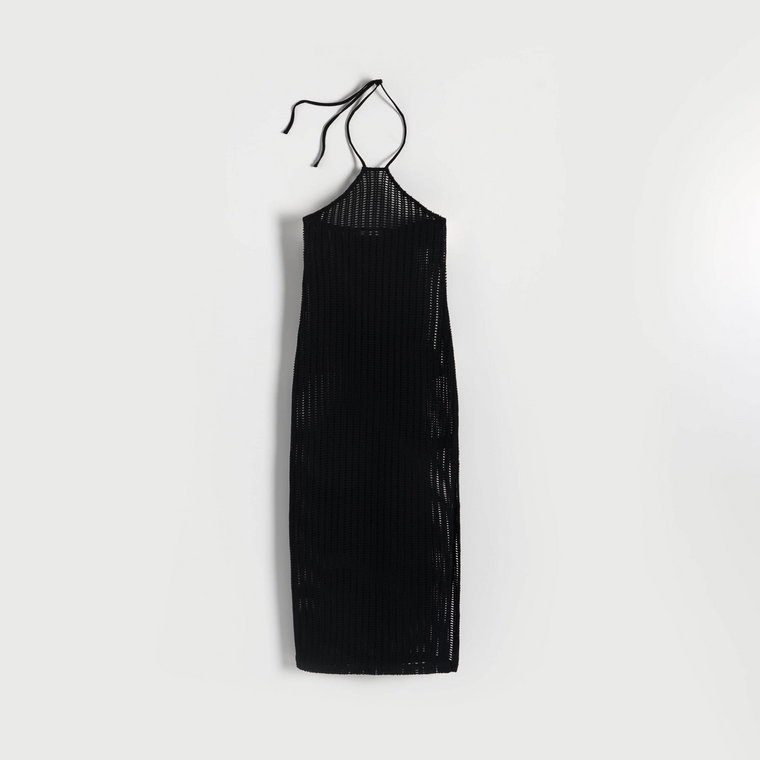 Reserved - Sukienka z ażurowej dzianiny - czarny
