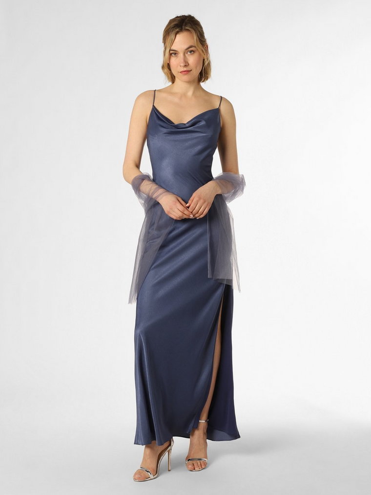 Unique - Damska sukienka wieczorowa z etolą, niebieski