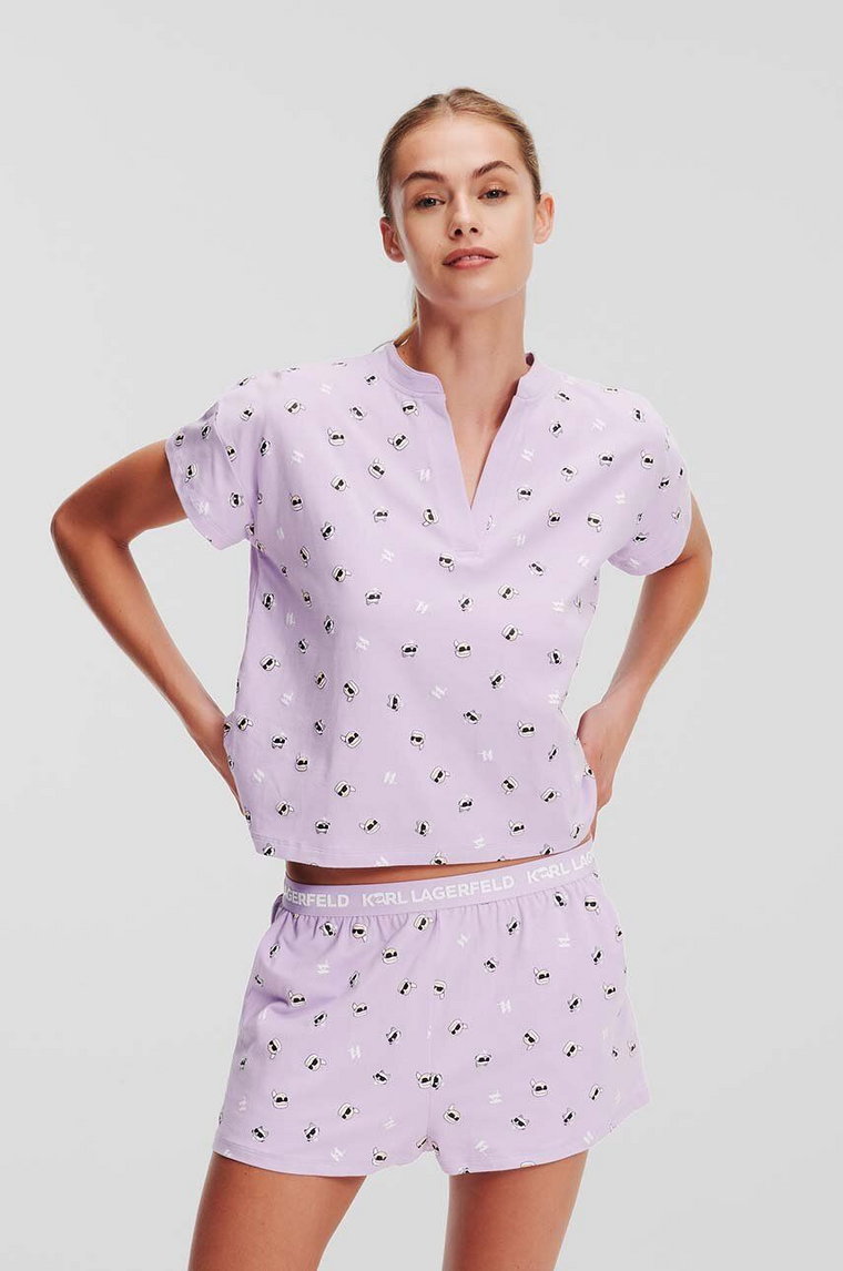 Karl Lagerfeld piżama bawełniana kolor fioletowy bawełniana 245W2121