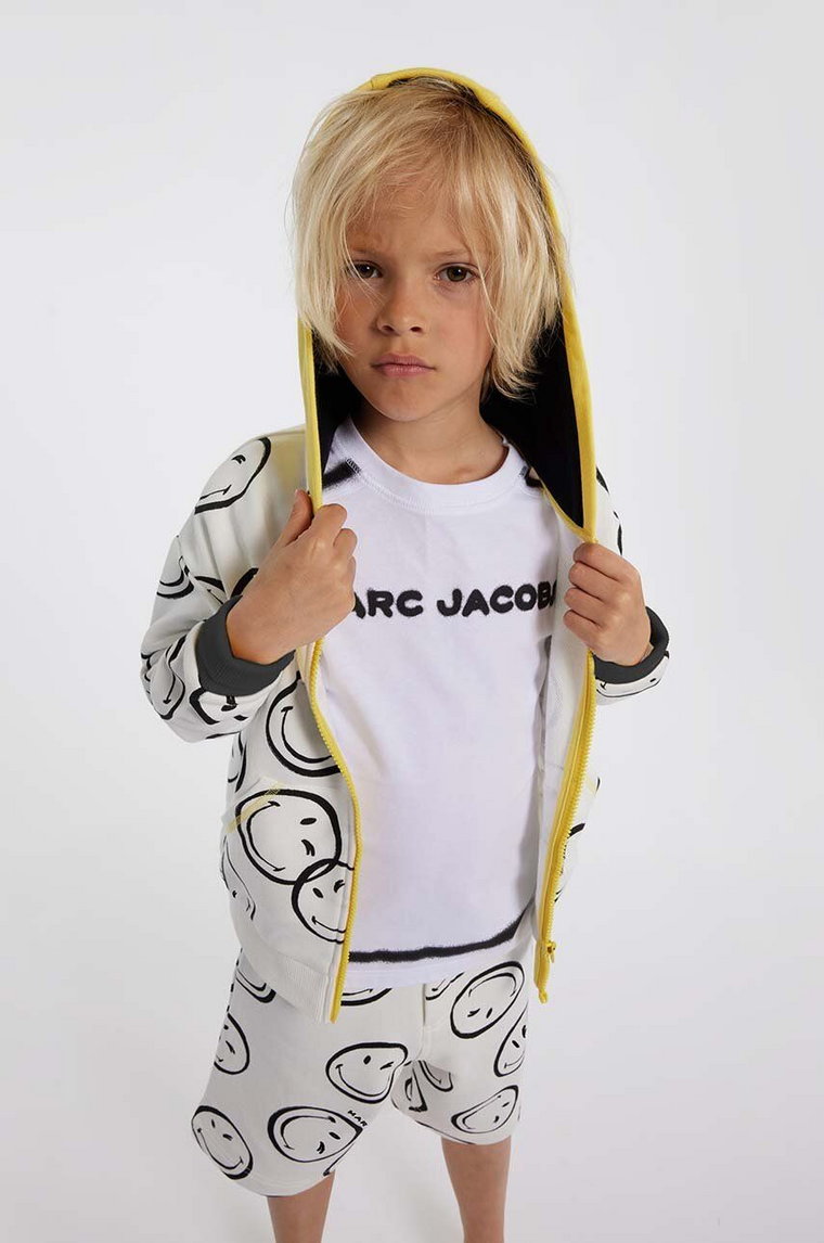 Marc Jacobs bluza bawełniana dziecięca kolor beżowy z kapturem wzorzysta