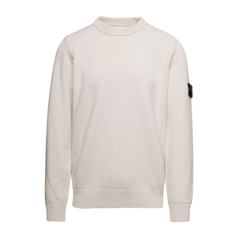 Białe Basic Crewneck Swetry Stone Island