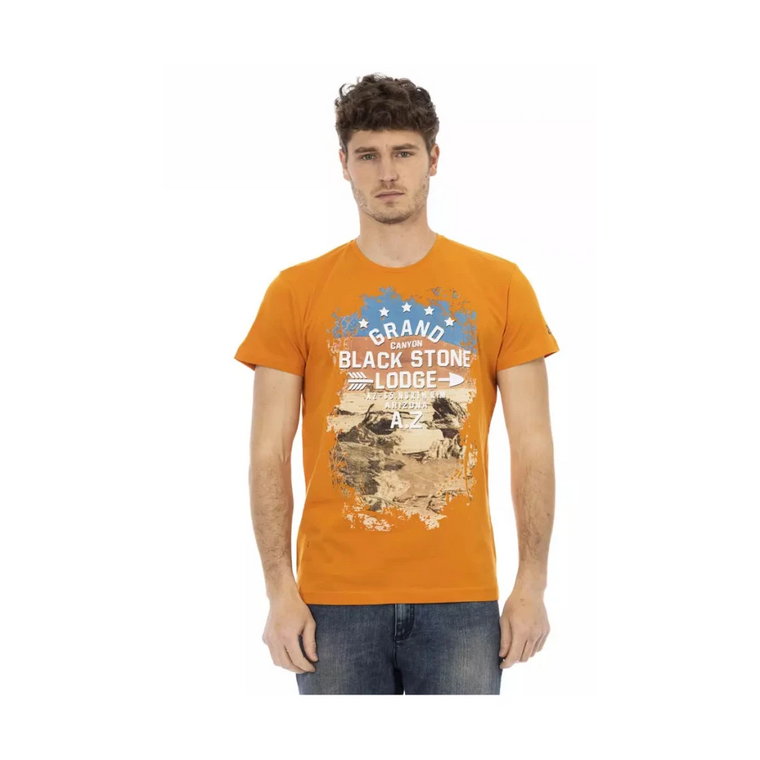 Action Orange T-Shirt z Okrągłym Dekoltem Trussardi