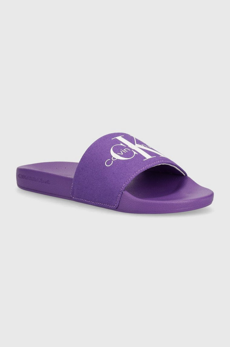 Calvin Klein Jeans klapki SLIDE MONOGRAM CO damskie kolor fioletowy YW0YW00103