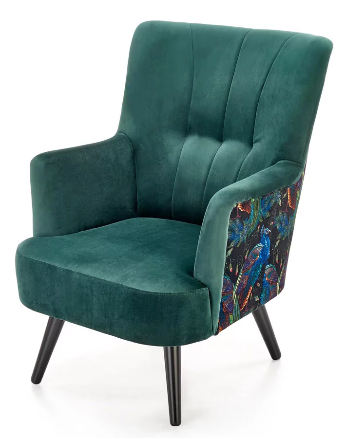 Zielony welurowy fotel wypoczynkowy - Pavos