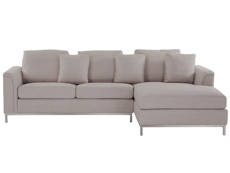 Sofa narożna BELIANI Oslo, lewostronna, beżowa, 64x270x151 cm