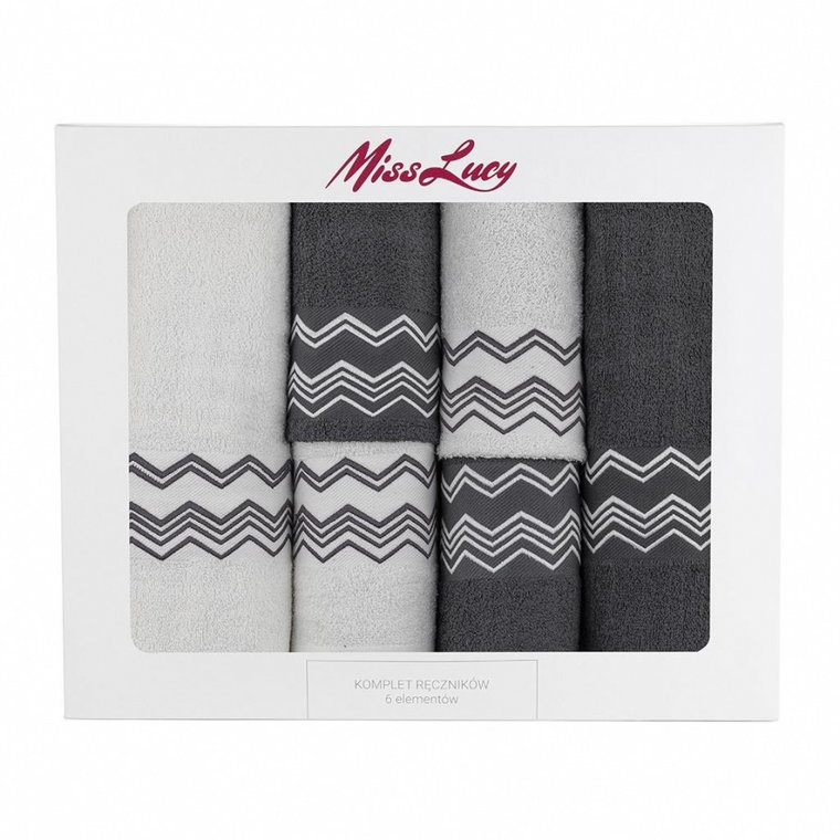 Ręczniki miss lucy 6lel zigzag white kod: 80S-RĘC-0201-6