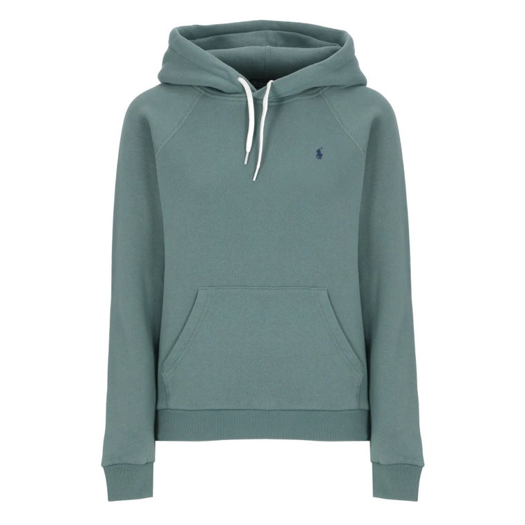 Zielony bawełniany hoodie z sznurkami i logo Pony Ralph Lauren