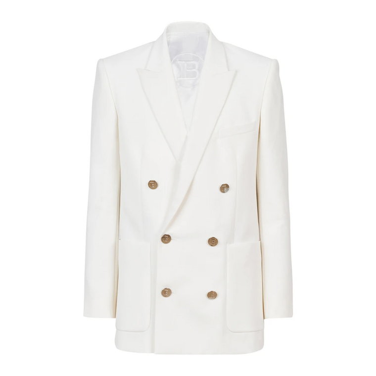 Twill blazer with double-breasted silver-tone buttoned fastening Balmain
