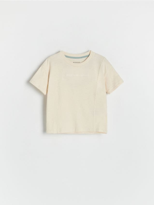 Reserved - T-shirt oversize - złamana biel