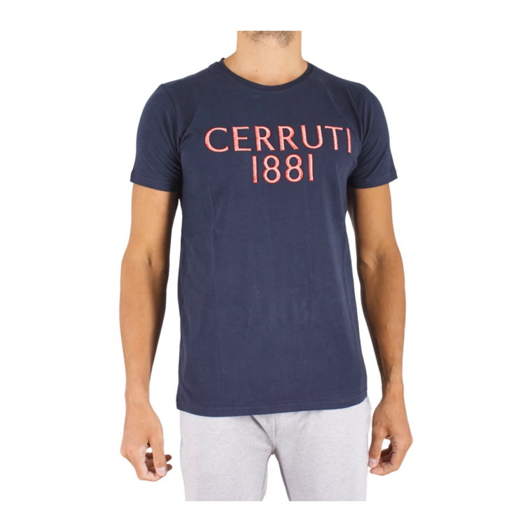 T-shirt z logo z bawełny - Niebieski Cerruti 1881