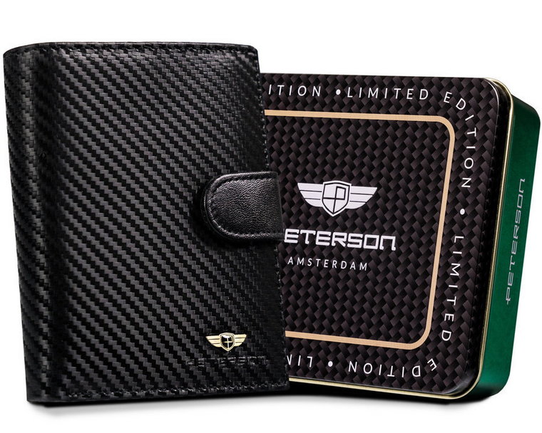 Skórzany portfel na karty carbon - Peterson