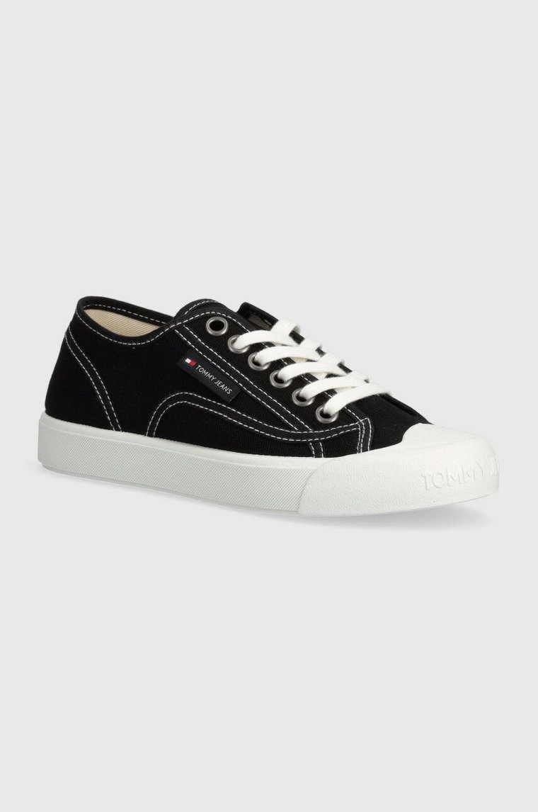 Tommy Jeans tenisówki TJW FOXING SNEAKER CANVAS damskie kolor czarny EN0EN02588